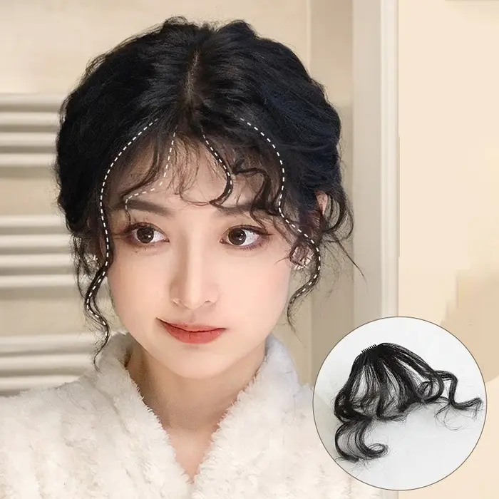 Extension de cheveux bouclés à frange d'air