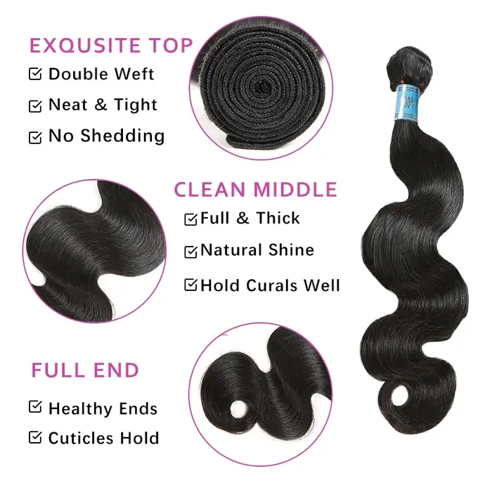 Ali Queen cheveux péruvien vague de corps cheveux humains vierges crus paquets 8 "-28" couleur natur