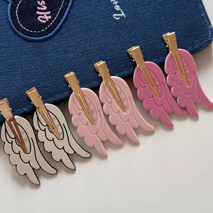 Barrettes à cheveux en forme de cœur avec ailes d'ange