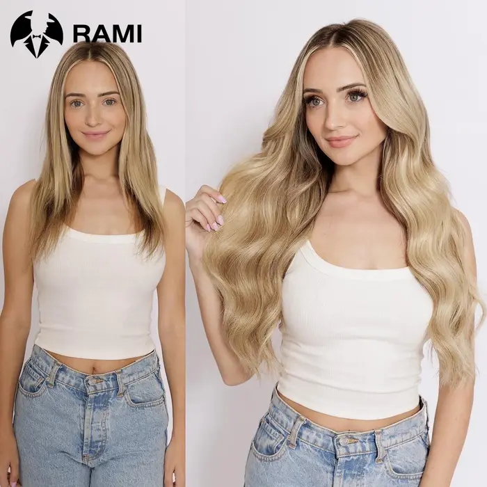 Ligne de poisson Extensions de cheveux pour femmes fil Invisible postiche Remy