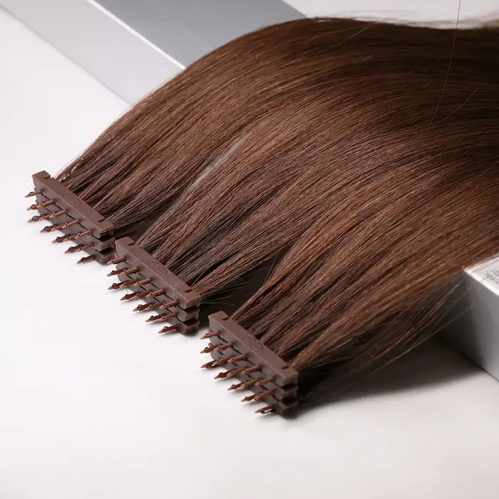 Extensions de cheveux cachées 6D-3, 52g, micro-liens, cheveux humains, couleur brun foncé # Extensio