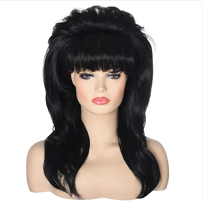 HAIRJOY 80s femmes Peggy Bundy ruche perruque longue ondulée cheveux synthétiques perruques pour femme au foyer marié Vintage Costume Cosplay Halloween