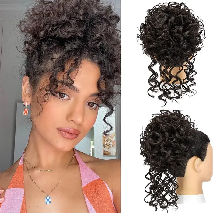 Chignons synthétiques bouclés à cordon