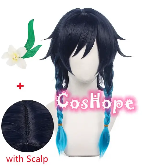 Perruque de cosplay Venti unisexe
