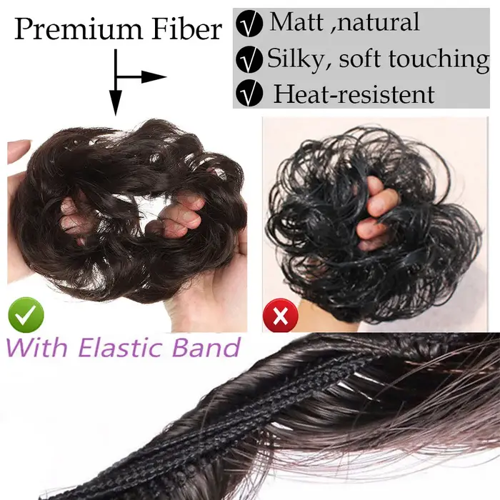 S-noilite bande élastique synthétique avec cheveux bouclés Chignon cheveux femmes cordon queue de ch