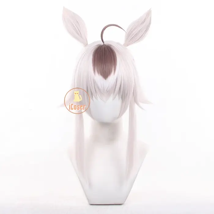 Anime Uma Musume cendrillon gris Oguri casquette Cosplay perruque chapeaux lumière blanche cheveux oreilles Halloween fête femmes filles carnaval accessoires