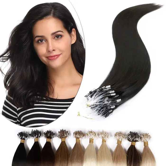 Extensions de micro-boucles de cheveux 100% humains