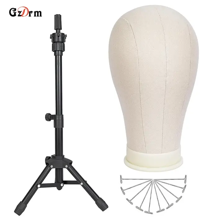 Tête de Mannequin de tête de perruque de 21 pouces 23 pouces avec support de perruque, tête de toile