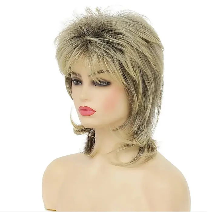HAIRJOY Perruque synthétique blonde style Mullet pour femme