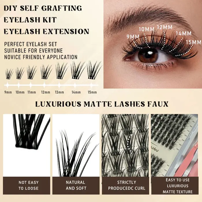 Kit d'Extensions de Cils Individuels à Faire Soi-Même