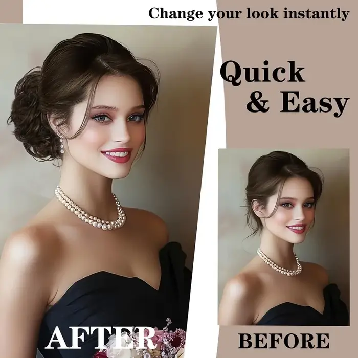 Extension de chignon synthétique bouclé et ébouriffé