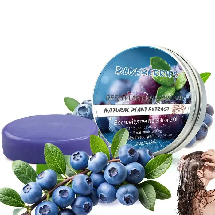 Pack Shampoing et Après-Shampoing Solides à la Myrtille pour Cheveux Fins et Frisés
