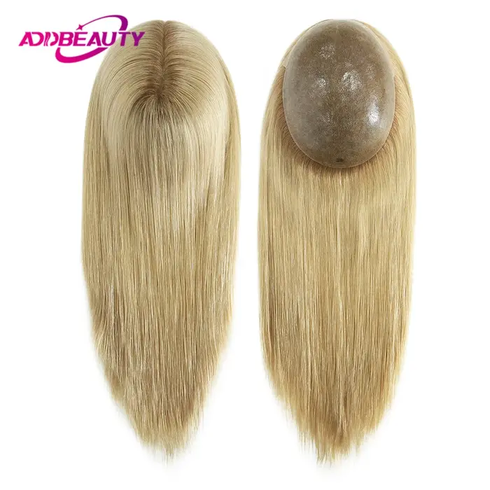 Femmes Topper complet PU 0.04-0.06mm perruques de cheveux humains droite 100% postiche humaine systè