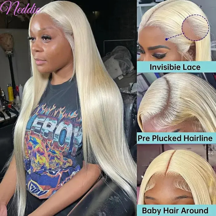 Perruque Blonde Lisse 613 HD Lace Frontale 13x6 13x4 Transparente Brésilienne Lisse Lace Front Wigs