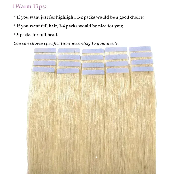 Extensions de cheveux humains Tape Ins, Extensions de cheveux, Blonde Tape in Hair, Document Wiltshire ach, Trame de peau blonde, Seamless Tape Ins, #613