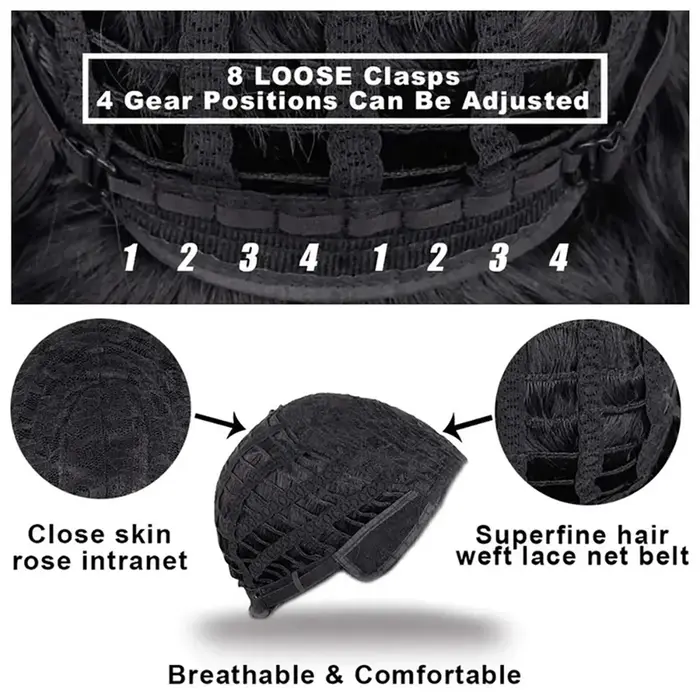 16 pouces pour perruques de cheveux afro avec frange fibre synthétique douce aucune perruque de dentelle pour cosplay