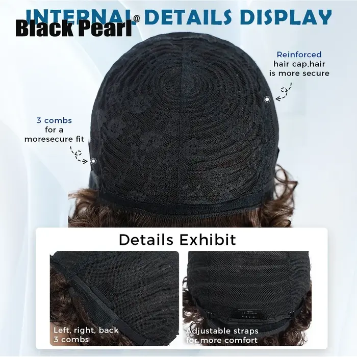 Perruque Afro brésilienne bouffante Pixie Bob 99J, cheveux 100% naturels, brun naturel, entièrement