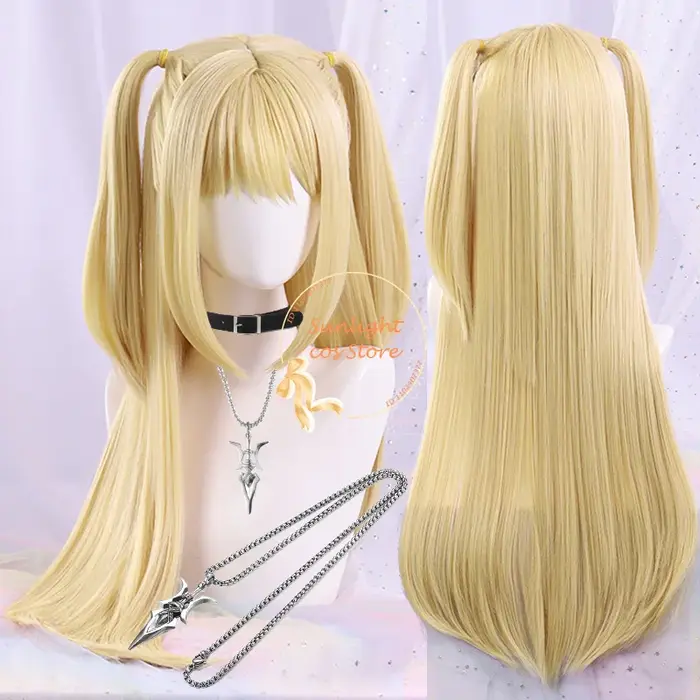 Cosplay perruque longue jaune doré femmes Misa Amane Anime