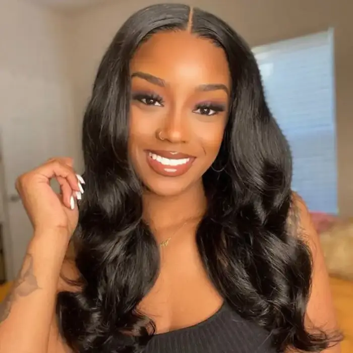 Perruque Lace Front Wig naturelle malaisienne, cheveux naturels, noir naturel, pre-plucked, densité