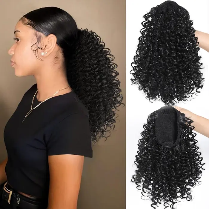 Queue de cheval courte bouclée afro pour femme