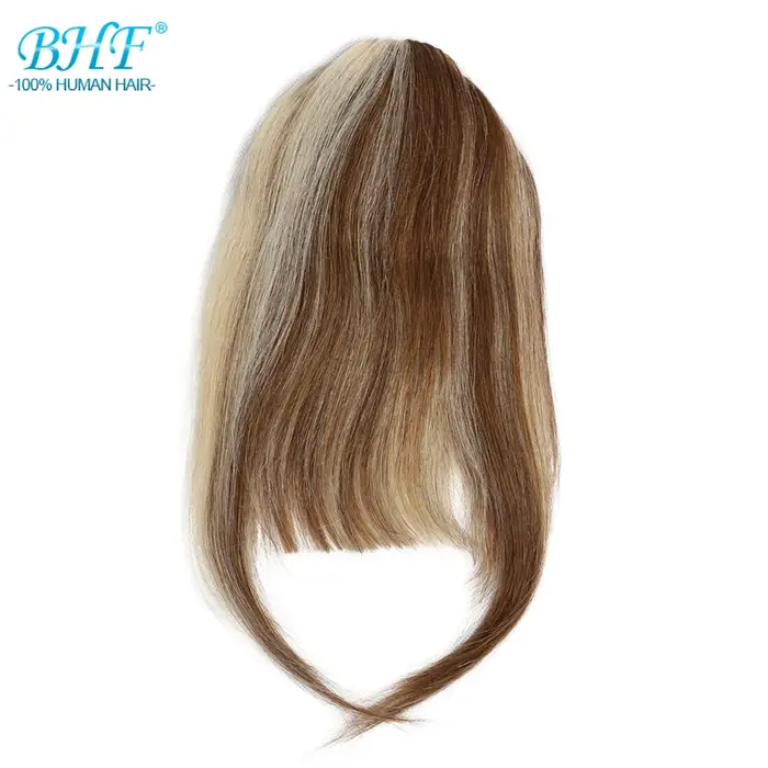 BHF-Frange de cheveux humains avec tempes, frange naturelle, 3 clips