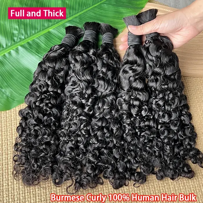 Cheveux humains en vrac bruts pour tresser en gros birmans bouclés Boho tresses Extensions