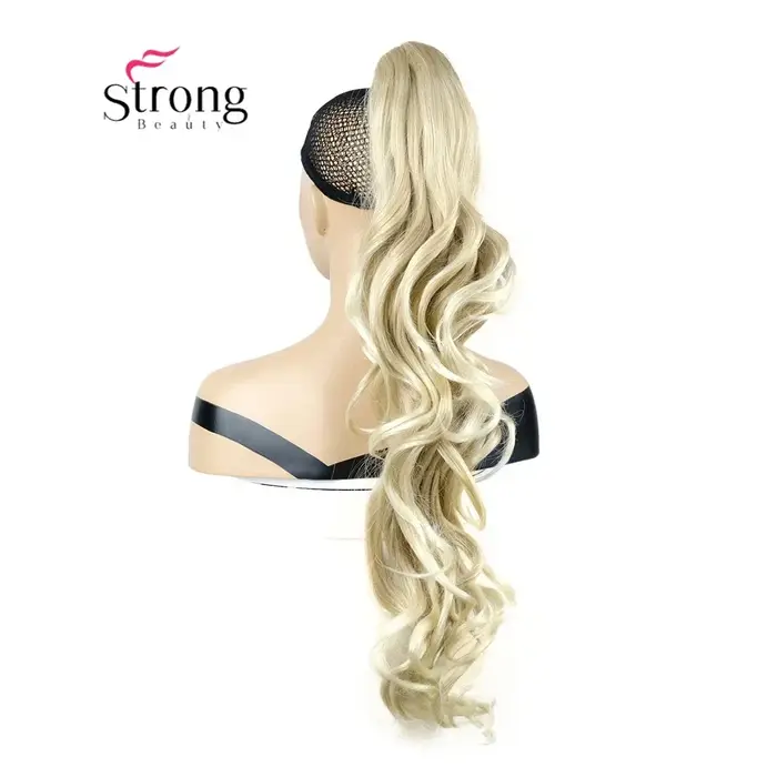 Extension de queue de cheval ondulée 28 "longue pièce de cheveux pince