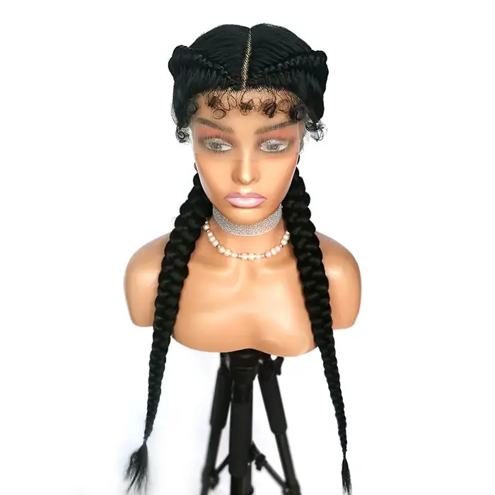 Perruque tressée 360 Lace avec cornrows et baby hair