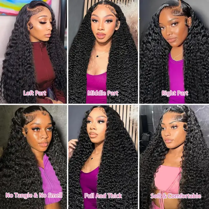 Perruque frontale Deep Wave 300 densité 13x6 HD sans colle 100% cheveux humains, perruque Lace Front