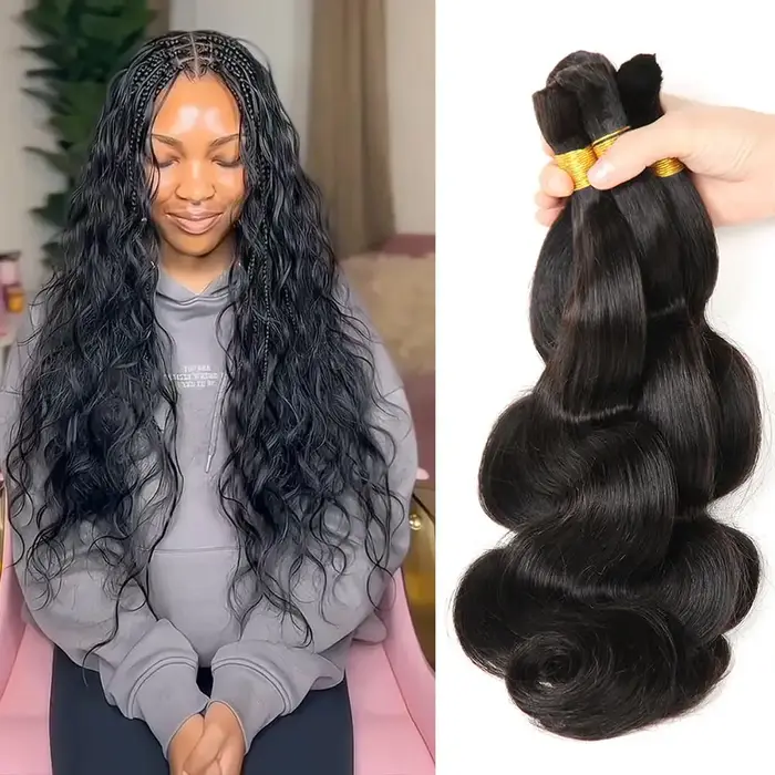 Vague de corps cheveux en vrac pour tressage 50G 100% Extensions de cheveux non transformés sans tra