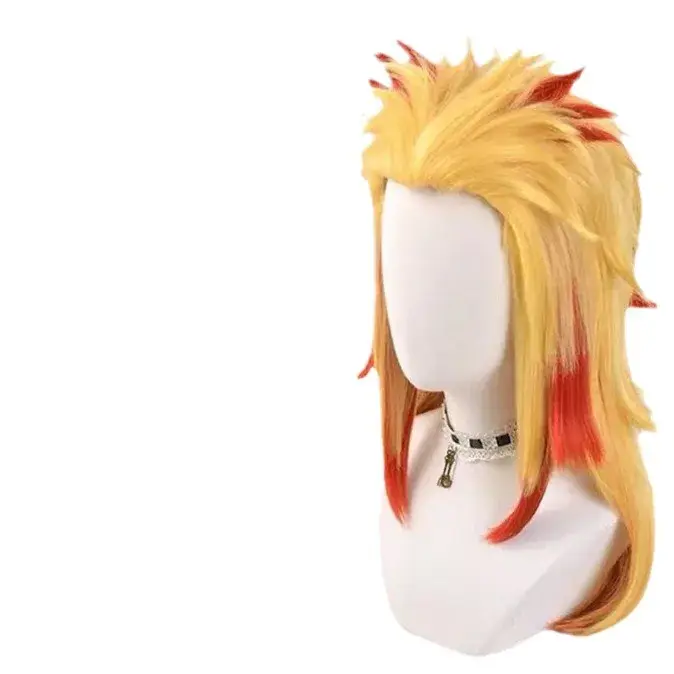 Perruque De Cosplay Anime Chasseur De Demons Rengoku Kyoujurou, perruque Blonde d'halloween pour hom