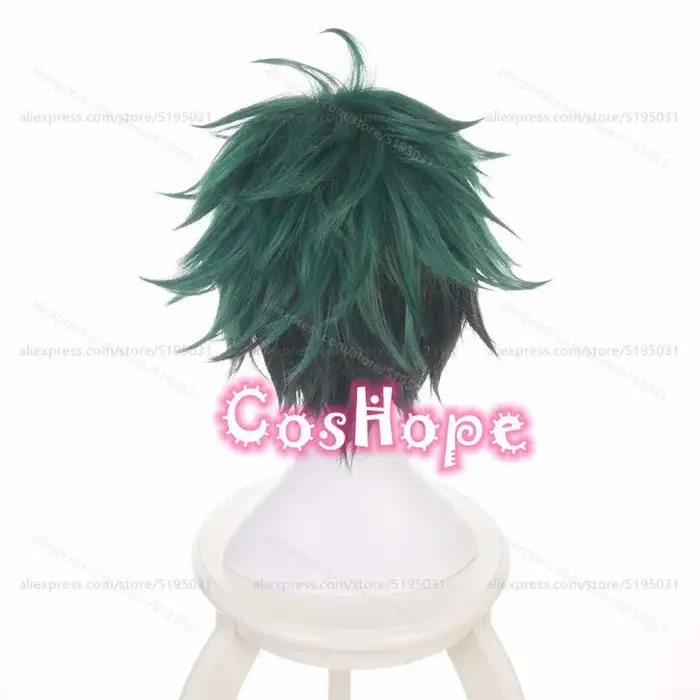MHA-Perruque de Cosplay Midoriya Izuku, Deku, Courte, Pelucheuse, Verte, Noire, Anime, Perruques Synthétiques, Degré de Chaleur