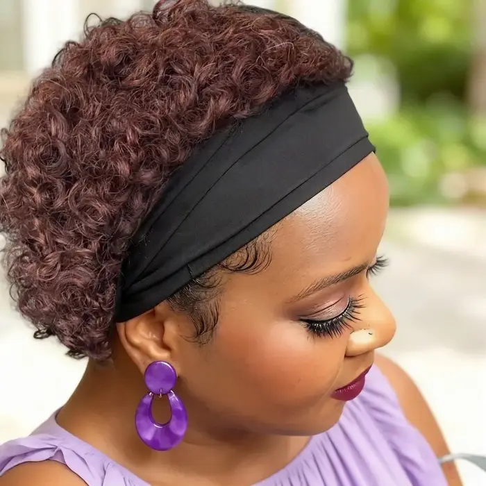 Perruque bandeau en cheveux humains bouclés