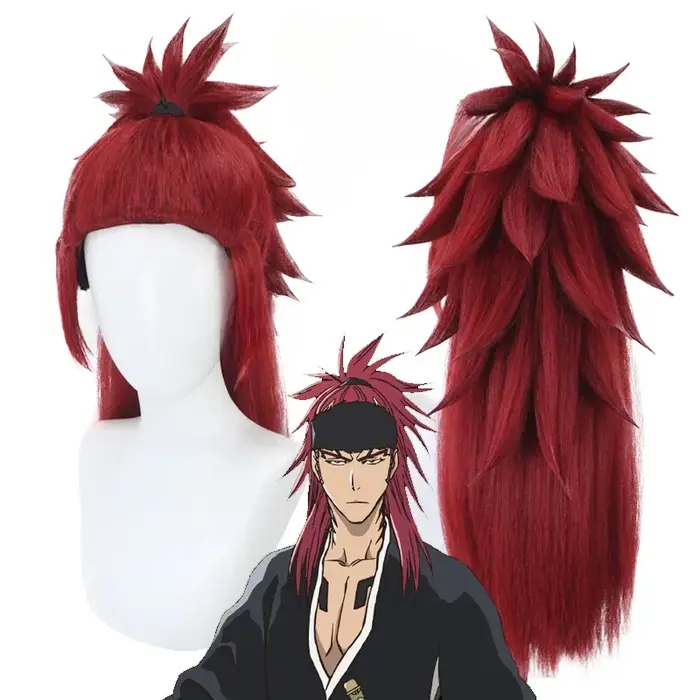Perruque de Cosplay Anime Renji Abarai