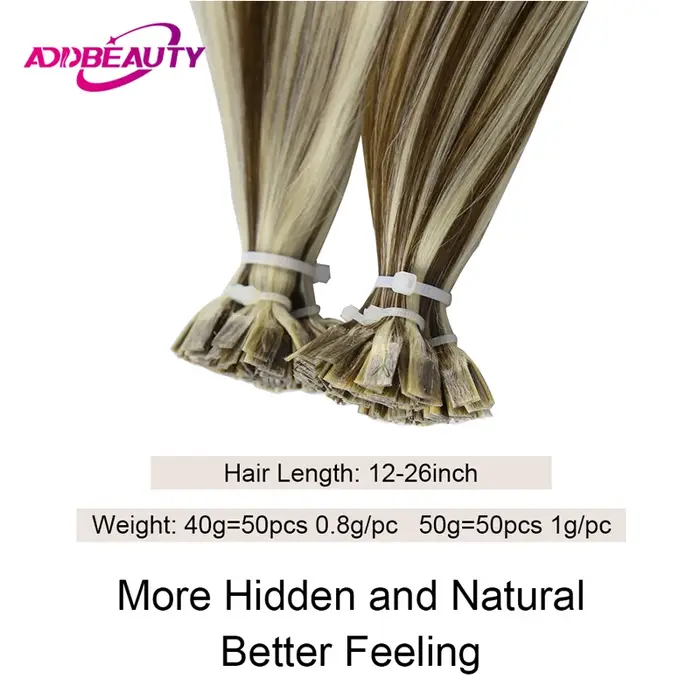 Extension de cheveux humains à pointe plate droite pour femmes 100%