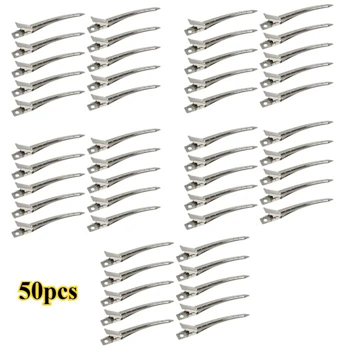 Lot de 50 pinces à bec de canard en métal antirouille avec trous pour coiffure