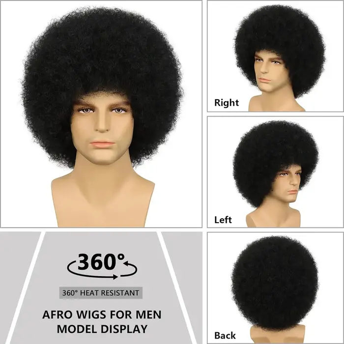 Perruques synthétiques Afro Rock Punk des années 70