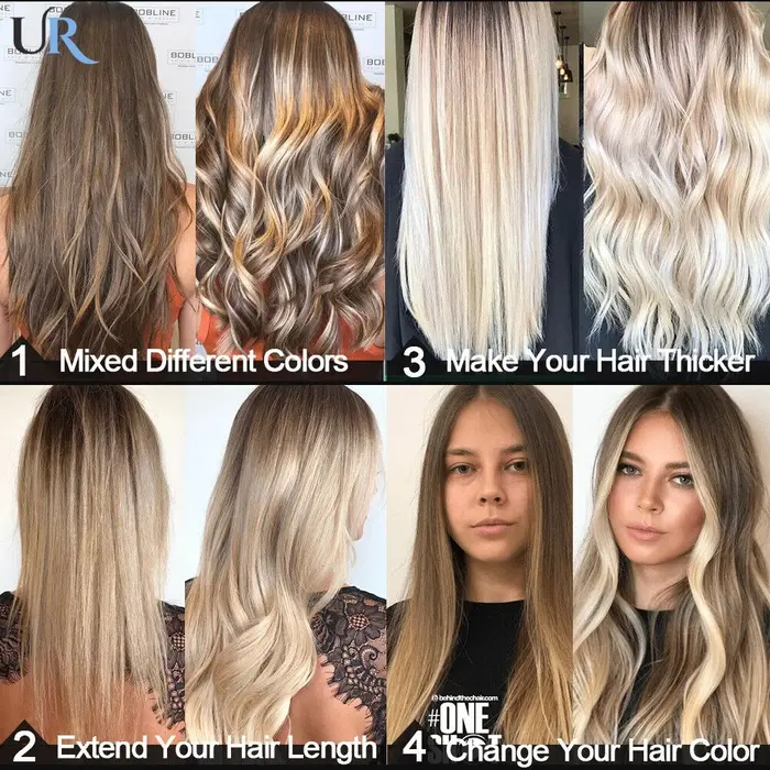 Extensions de cheveux à clips longs
