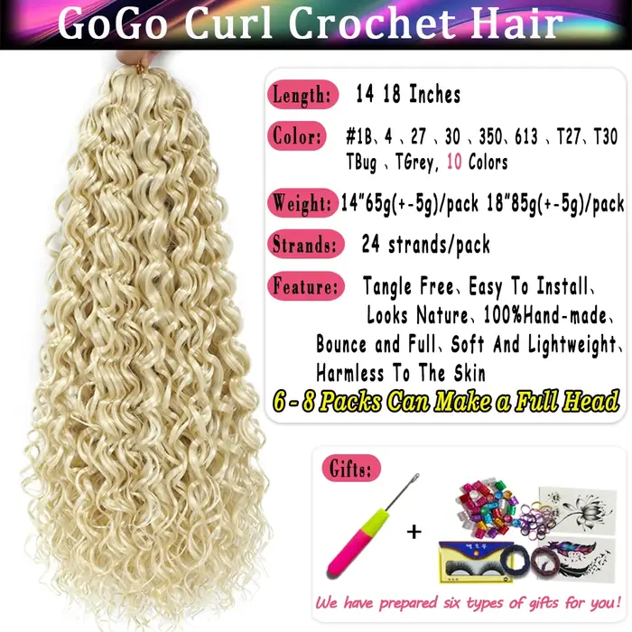 Extensions de cheveux au crochet ondulés style Beach Curl