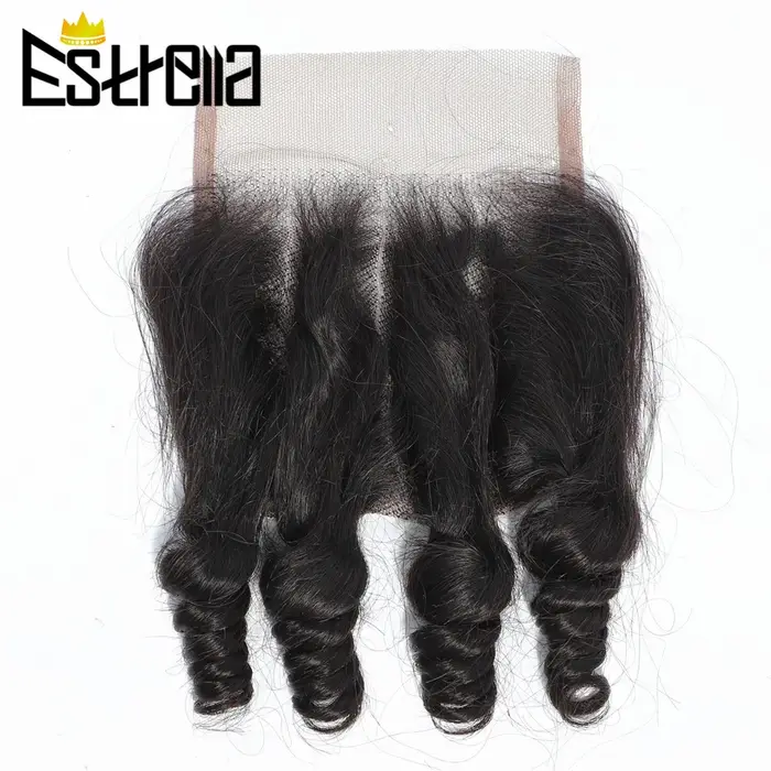 Mèches Brésiliennes Naturelles Bouclées avec Closure, Cheveux Humains, Rebondissants, 4x4, 3 Lots