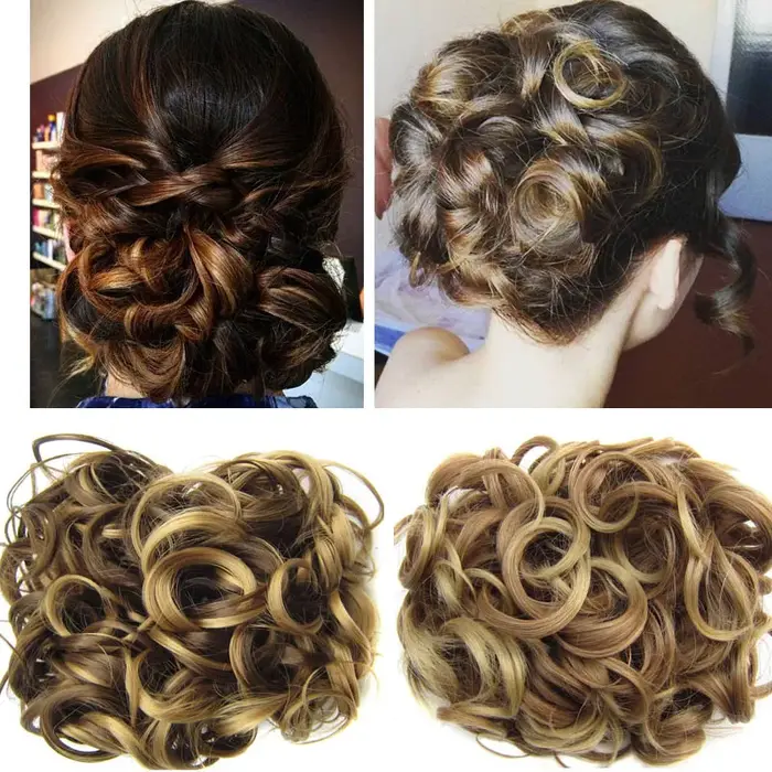Jeedou synthétique Updos cheveux bouclés Chignon pince