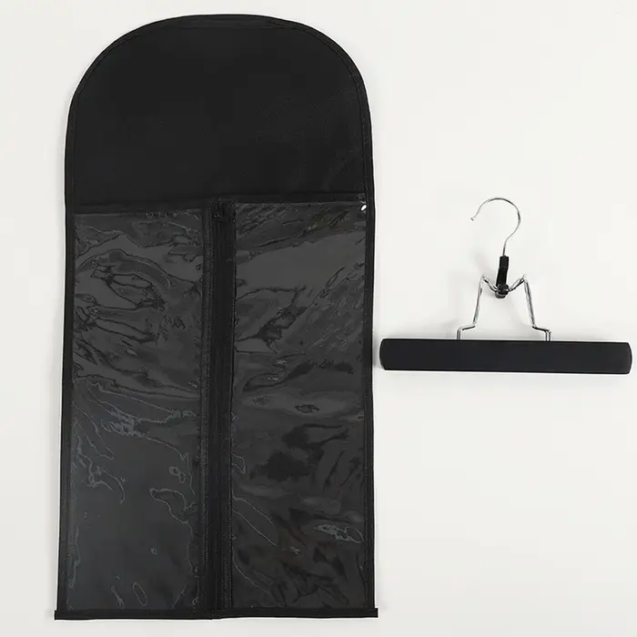 Sac de rangement portable noir pas cher pour perruques avec cintre, pour extensions de cheveux vierg
