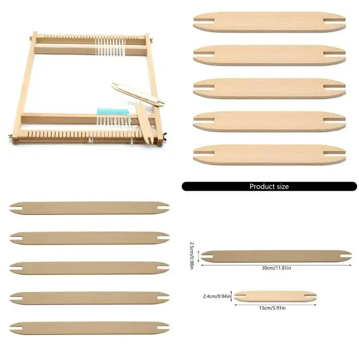 E8BD 5PCS Sticks tissage en bois 6 pouces 11,8 pouces tissage long
