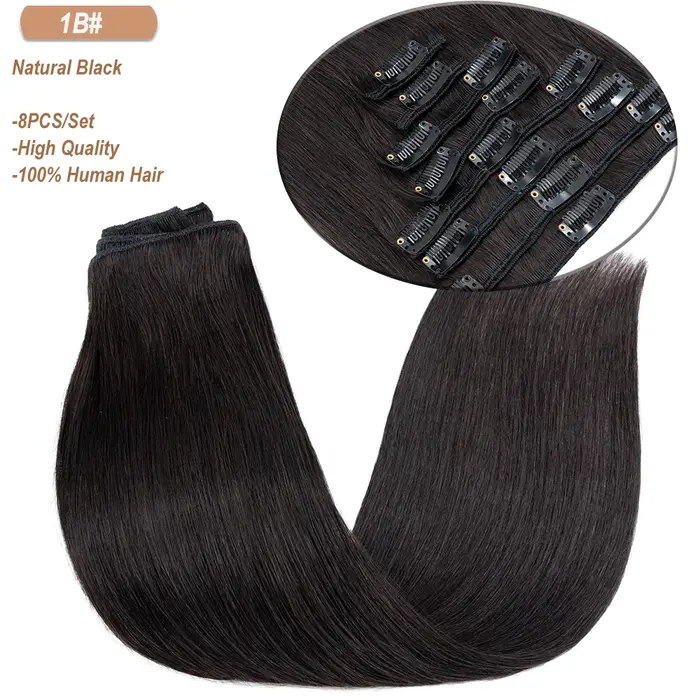 SEGO-Extensions de Cheveux Naturels Lisses à réinitialisation pour Femme, Postiche Complète, Bonne D