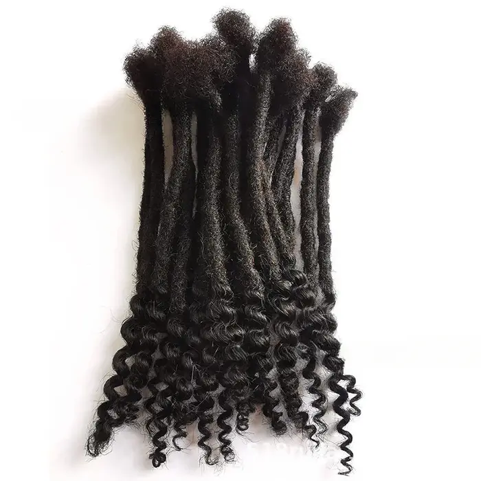 Extensions de cheveux humains afro crépus de 0,6 cm avec pointes bouclées, 8-12 pouces, faites à la main, peuvent être teintes, pour hommes/femmes