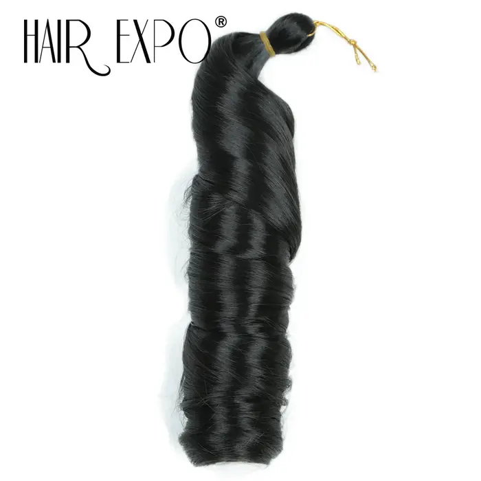 Boucles françaises tressage Extensions de cheveux cheveux synthétiques vague lâche spirale Curl tres