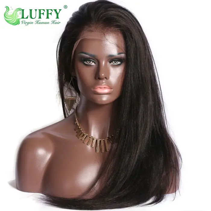 Perruques Full Lace Light Yaki avec Baby Hair, sans colle, en cheveux humains Yaki lisses, perruque