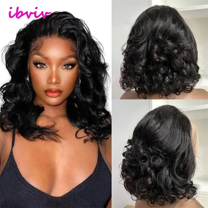 100% cheveux vierges indiens bruts vague rebondissante 13x4 HD dentelle avant perruques couleur naturelle 18 "usure et
