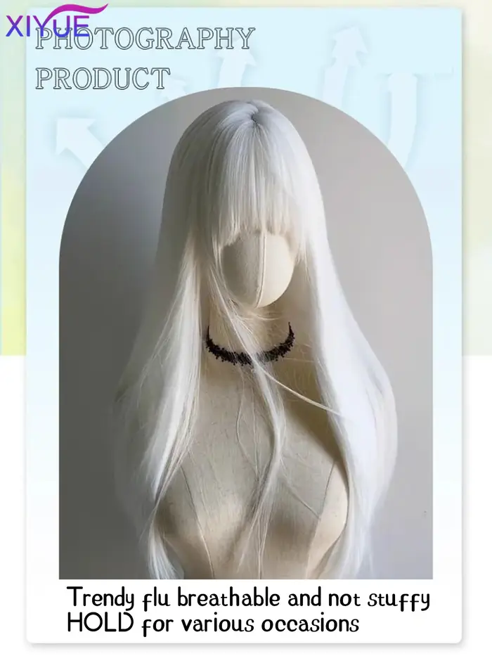 XIYUE – perruques synthétiques longues et lisses blanches pour femmes, faux cheveux colorés de fête 