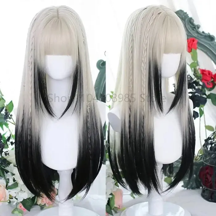 Perruque synthétique longue et lisse pour femmes